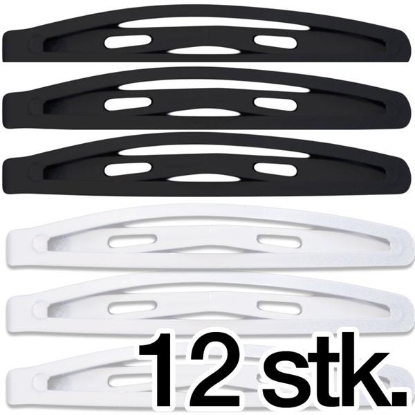 Hair clips - 12 pcs (8 black + 4 white) - | Fashiongirl