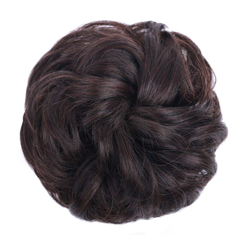 Messy Bun Hair Elastic with Curly Artificial Hair - #2/33 Dark Brown & Dark Reddish Brown Mix - Hair Accessories |
