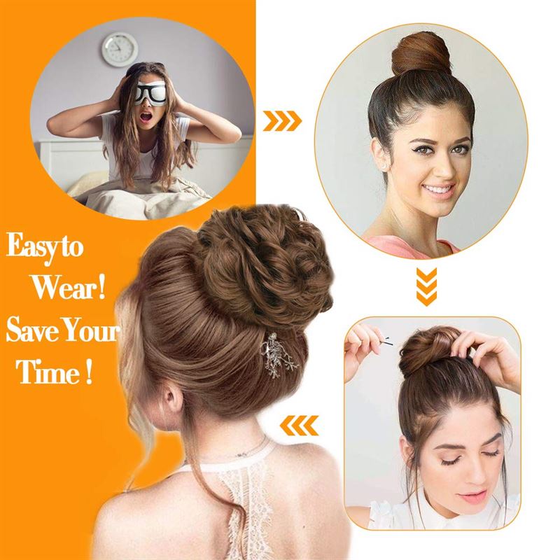 Messy Bun Hair Elastic with Curly Artificial Hair - #2/33 Dark Brown & Dark Reddish Brown Mix - Hair Accessories