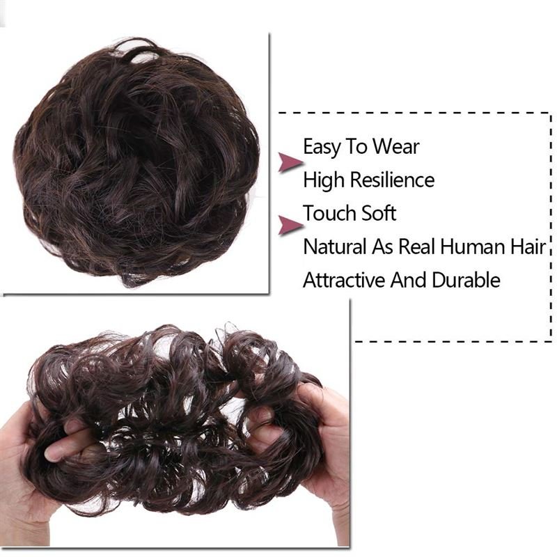 Messy Bun Hair Elastic with Curly Artificial Hair - #2/33 Dark Brown & Dark Reddish Brown Mix - Hair Accessories