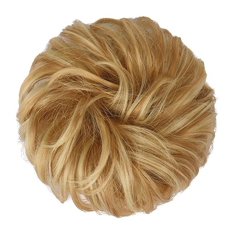 Messy Bun Hair elastic with curly artificial hair - 27H613 Strawberry Blonde & Bleach Blonde - Hair Accessories | Fashiongirl