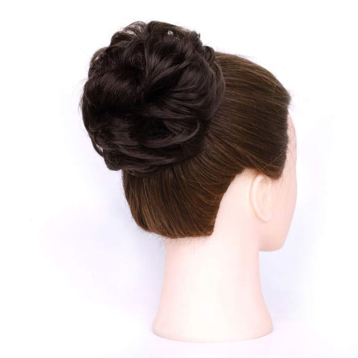Messy Bun Hair elastic with curly artificial hair - #6 Brown - Hair Accessories | Fashiongirl