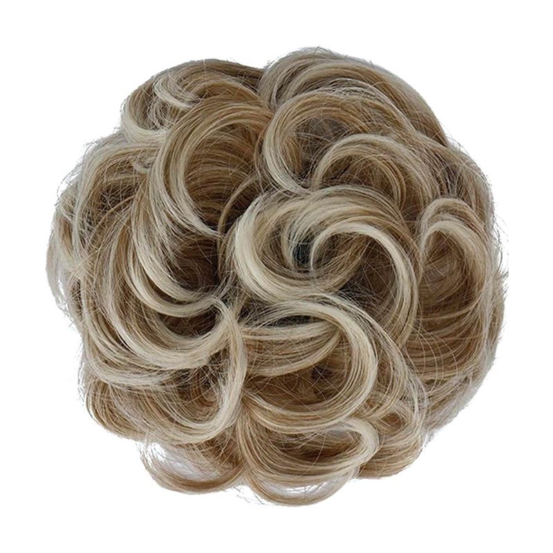 Messy Bun Hair elastic with curly artificial hair - 6AT88 Strawberry Blonde & Platinum Blonde - Hair Accessories | Fashiongirl