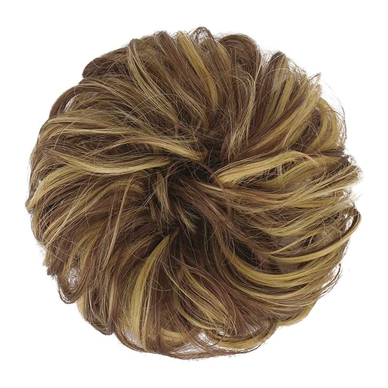 Messy Bun Hair Elastic with Curly Artificial Hair - 9H19 Blonde & Medium Brown - Hair Accessories | Fashiongirl