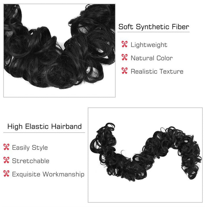 Messy Curly Hair for bun #1B - Jet Black - Hair Accessories | Fashiongirl