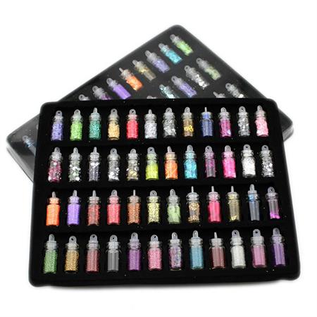 Nail Decoration / Nail Decoration Kit for manicure with pearls, sequins, glitter & diamonds - 48 bottles - | Fashiongirl