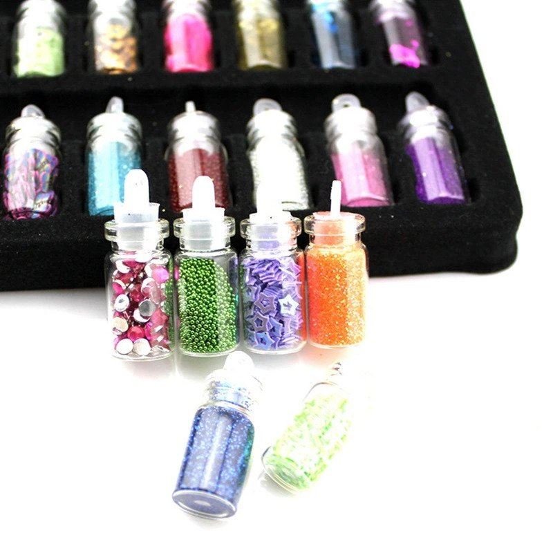 Nail Decoration / Nail Decoration Kit for manicure with pearls, sequins, glitter & diamonds - 48 bottles - | Fashiongirl