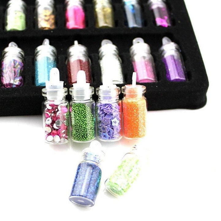 Nail Decoration / Nail Decoration Kit for manicure with pearls, sequins, glitter & diamonds - 48 bottles - | Fashiongirl