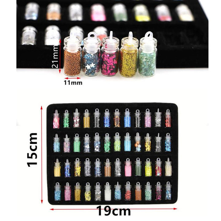 Nail Decoration / Nail Decoration Kit for manicure with pearls, sequins, glitter & diamonds - 48 bottles - | Fashiongirl