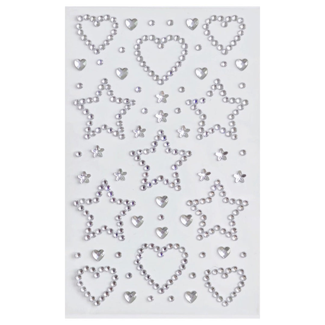 SOHO Hearts & Stars Self Adhesive Facial Rhinestones for face, makeup, nails, body, crafts - Silver - | Fashiongirl