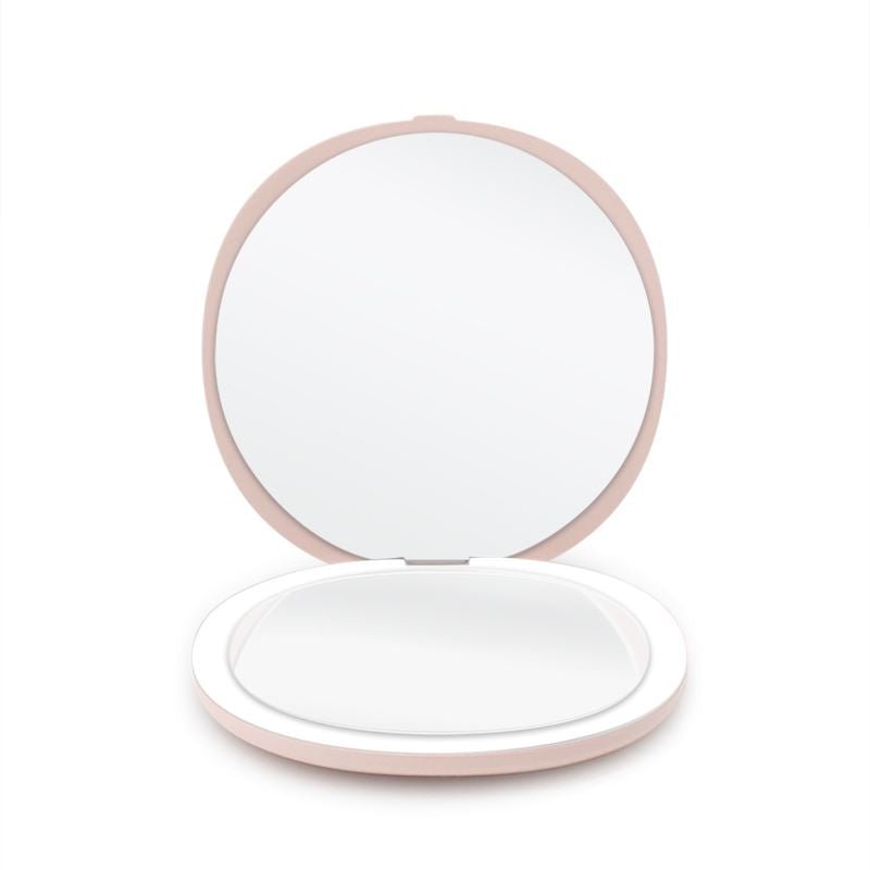 UNIQ Compact Double - sided Travel Mirror with LED (5x magnification) - Rose - | Fashiongirl
