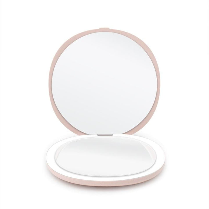 UNIQ Compact Double - sided Travel Mirror with LED (5x magnification) - Rose - | Fashiongirl