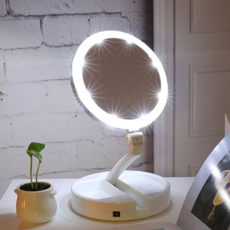 UNIQ Foldable Makeup mirror with LED light and 10x magnification (Foldable mirror) - | Fashiongirl