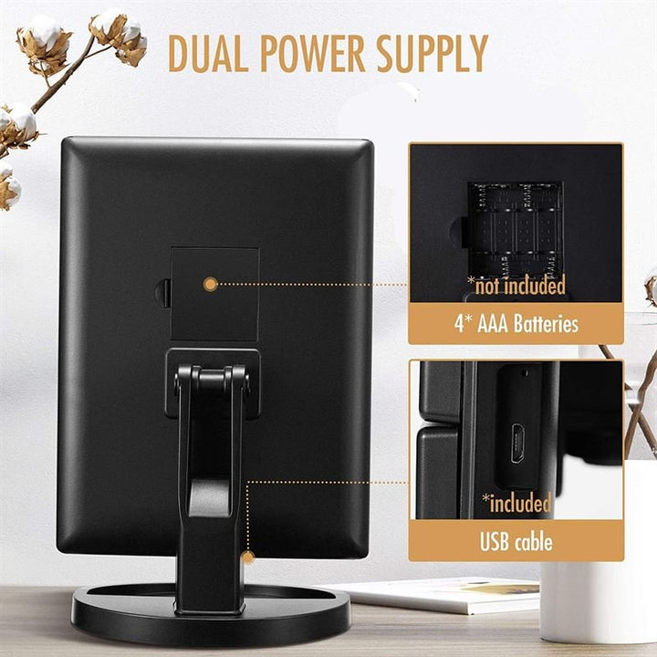 UNIQ Hollywood Makeup Mirror Trifold mirror with LED light, Black - | Fashiongirl