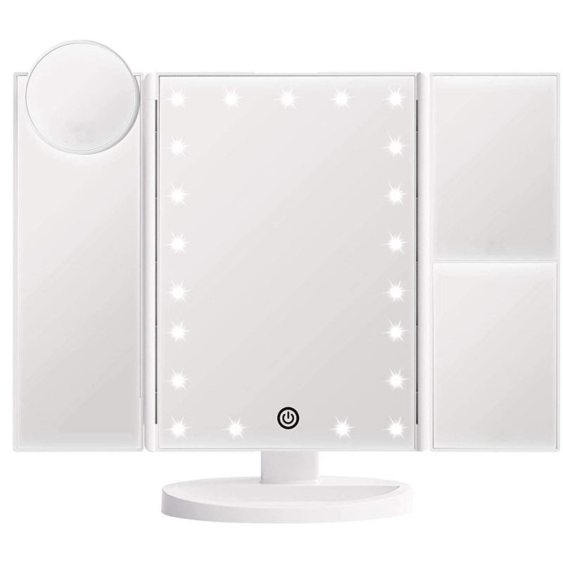 UNIQ Hollywood Makeup Mirror Trifold mirror with LED light, White - | Fashiongirl
