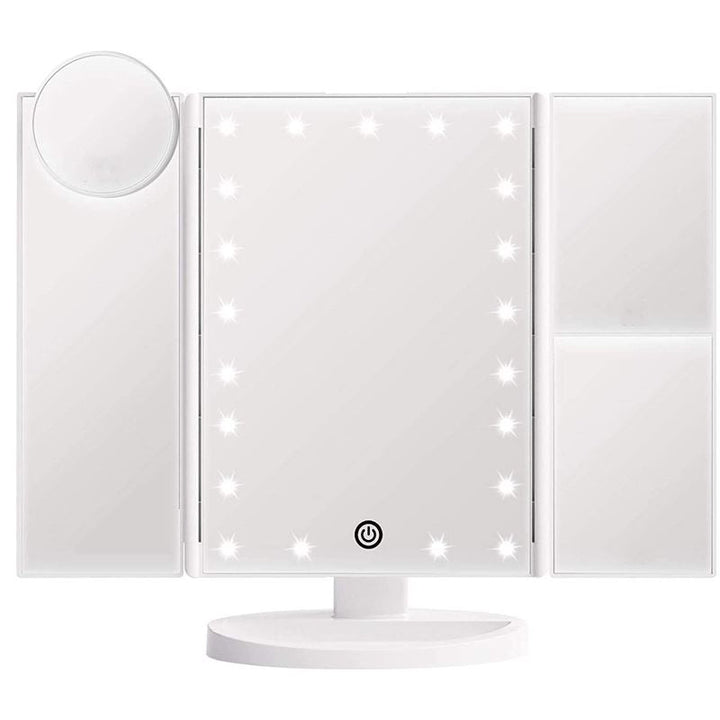 UNIQ Hollywood Makeup Mirror Trifold mirror with LED light, White - | Fashiongirl