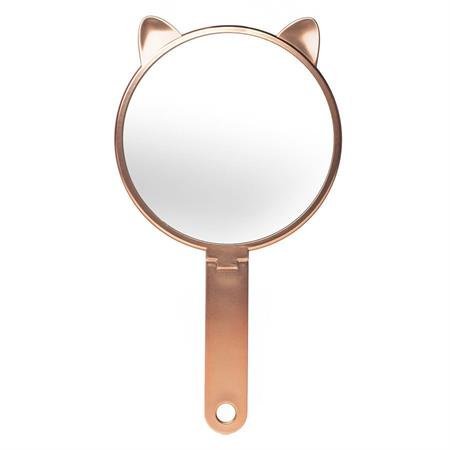 UNIQ Round Hand Mirror with Cat Ears, Foldable - Rose gold - | Fashiongirl