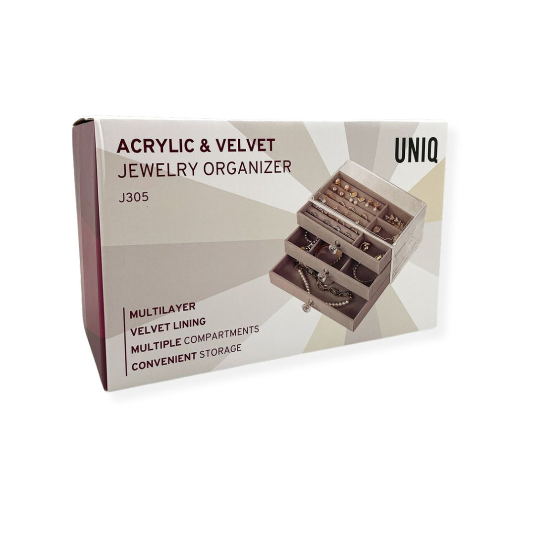 Organisateur de bijoux en acrylique UNIQ avec 3 tiroirs - J305