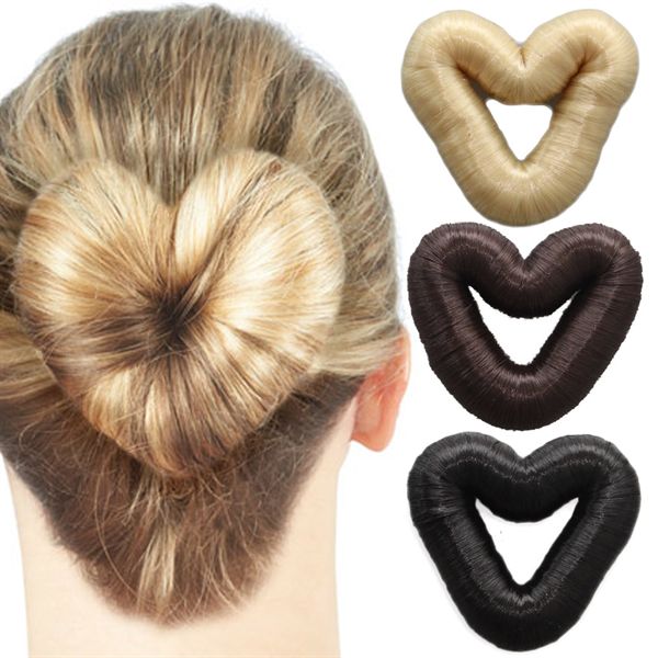 8 cm heart hair donut with artificial hair in various colours - Fashiongirl