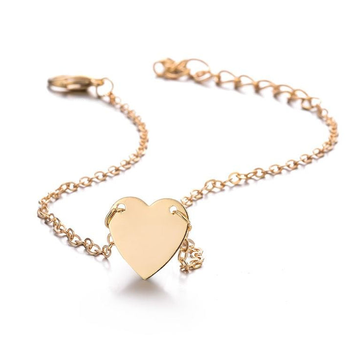 Ankle chain with heart, gold - Fashiongirl