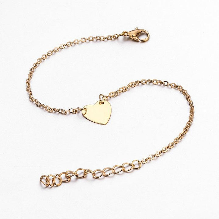 Ankle chain with heart, gold - Fashiongirl