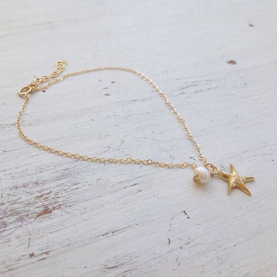 Anklet Starfish + Pearl - Fashiongirl