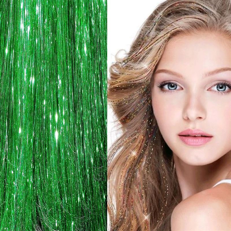 Bling Extensions - 100 glitter hair strands 80 cm, green - Fashiongirl