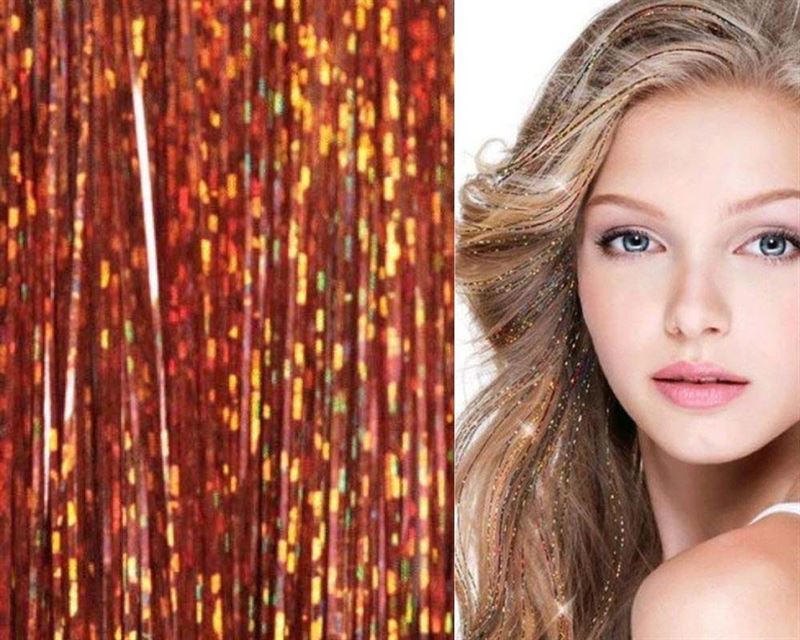 Bling Glitter Extensions 100 pcs glitter hair extensions 80 cm - Champagne gold - Fashiongirl