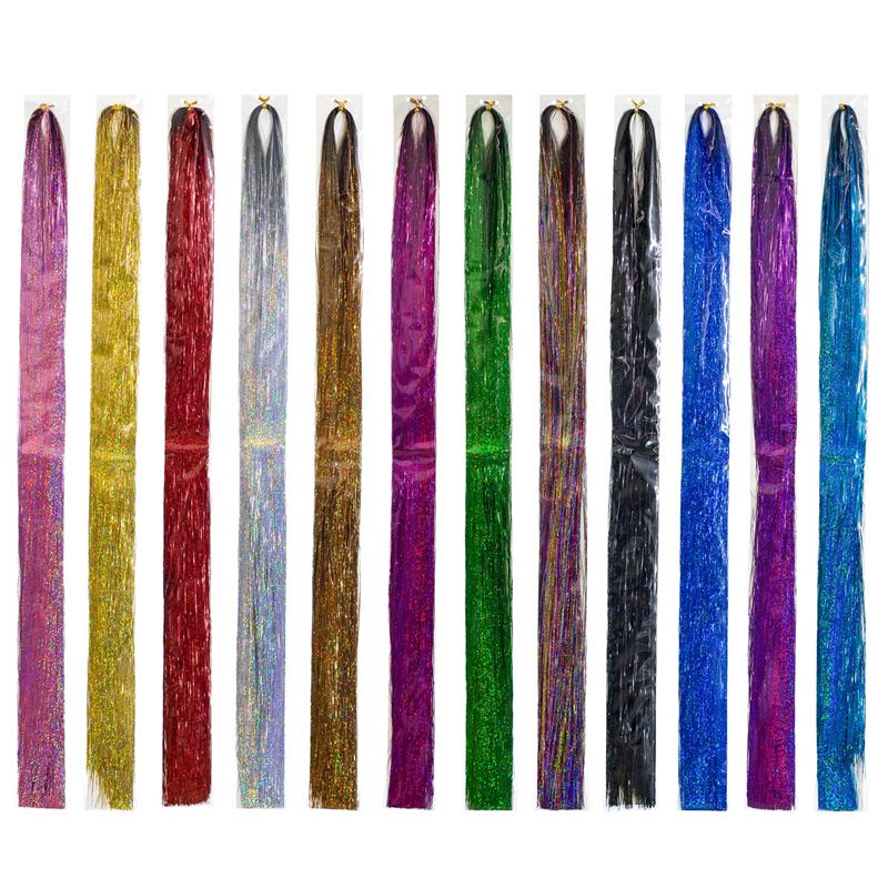 Bling Glitter Extensions 100 pcs glitter hair extensions 80 cm - Pink - Fashiongirl