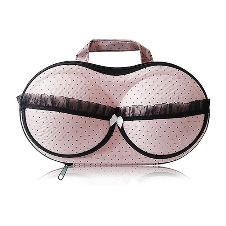 Bra storage bag - Pink with black dots - Fashiongirl