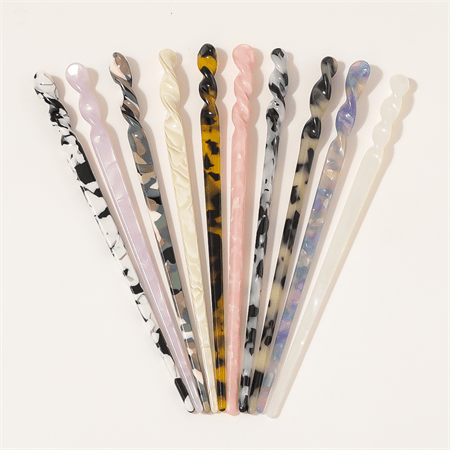 Chris Rubin Jade Hair Stick - Black Marble - | Fashiongirl