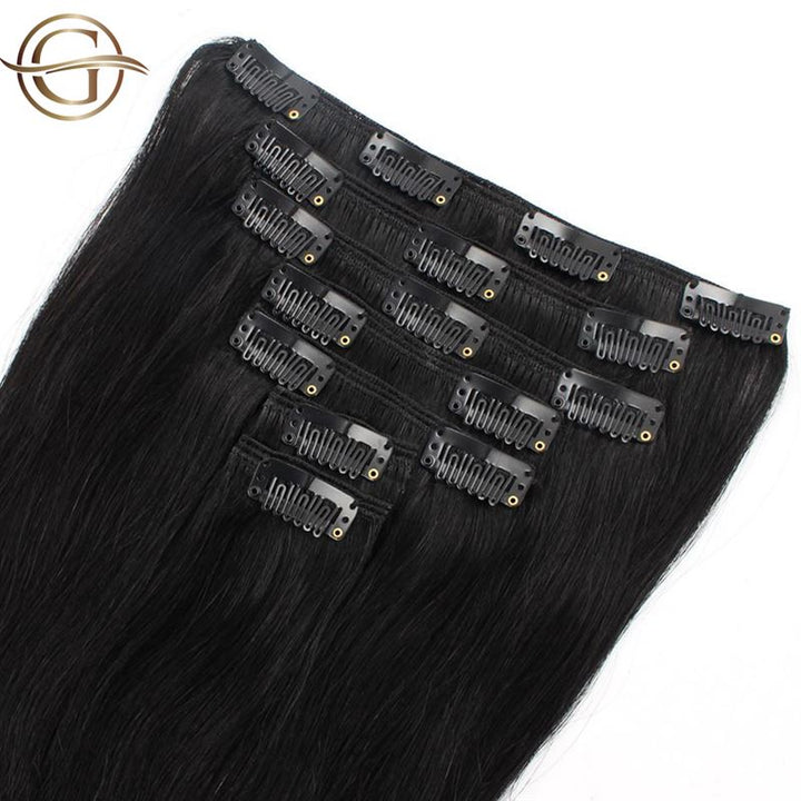 Clip on hair extensions #1 Black - 7 sets - 50 cm | Gold24 - Fashiongirl