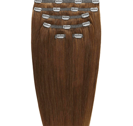 Clip on hair extensions #12 Light brown - 7 sets - 50 cm | Gold24 - Fashiongirl