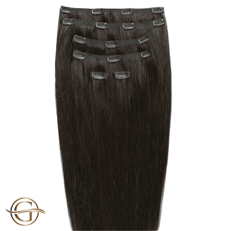 Clip on hair extensions #2 Dark brown - 7 sets - 60 cm | Gold24 - Fashiongirl