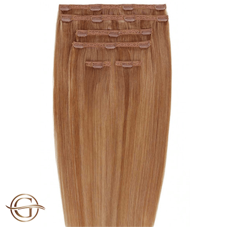 Clip on hair extensions #30 Chestnut - 7 sets - 60 cm | Gold24 - Fashiongirl