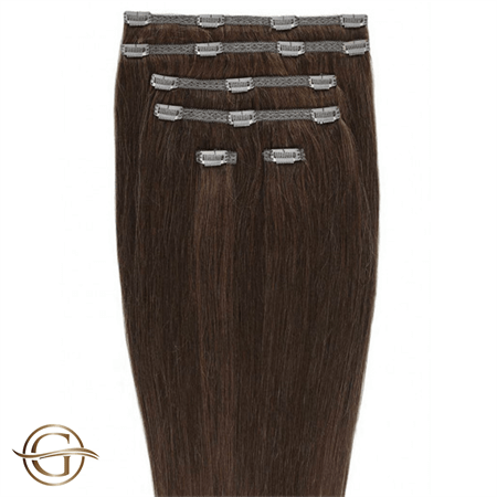 Clip on hair extensions #33B Dark Reddish Brown - 7 sets - 50 cm | Gold24 - Fashiongirl