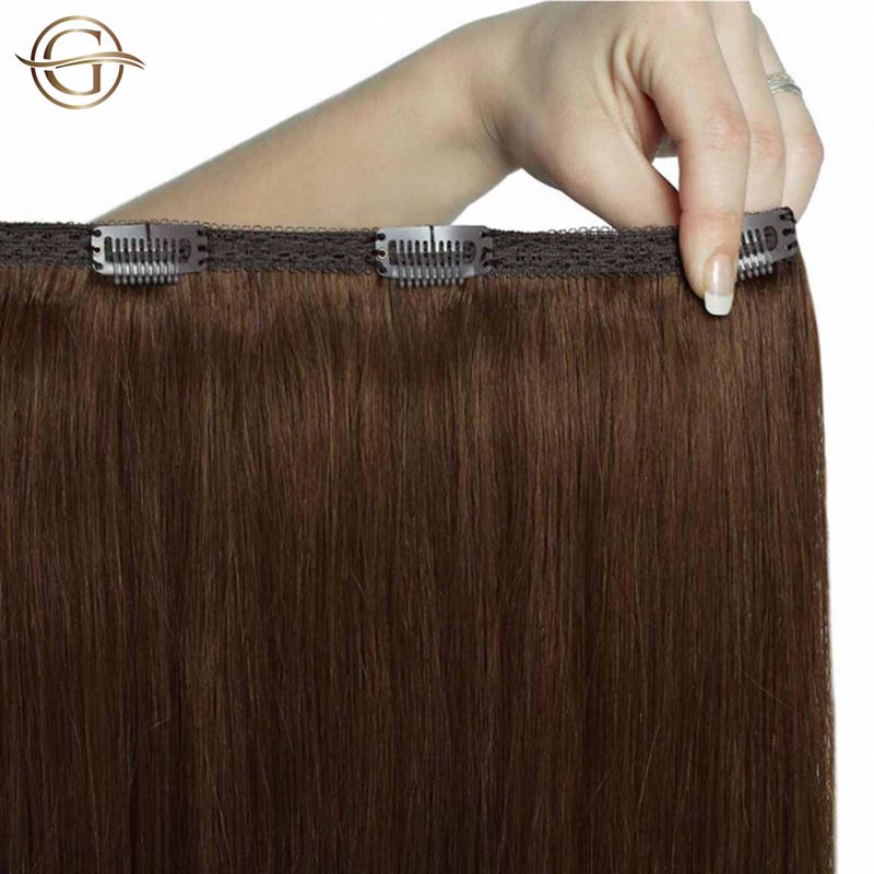 Clip on hair extensions #4 Brown - 7 sets - 50 cm | Gold24 - Fashiongirl