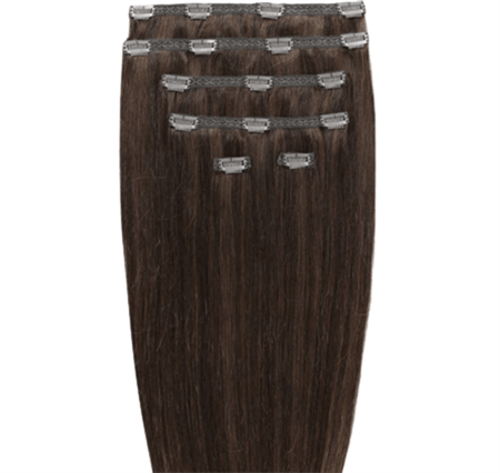 Clip on hair extensions #4 Brown - 7 sets - 50 cm | Gold24 - Fashiongirl