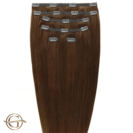 Clip on hair extensions #6 Light brown - 7 sets - 60 cm | Gold24 - Fashiongirl