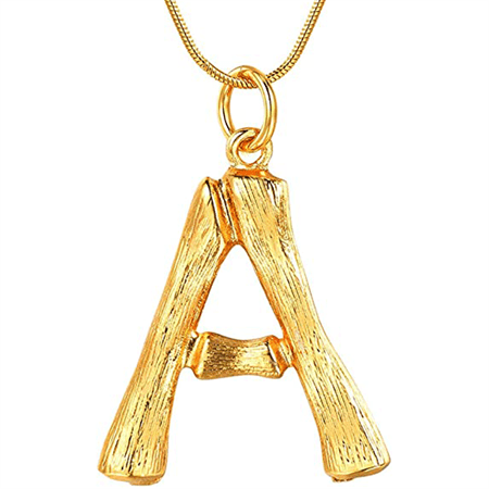 Gold Bamboo Alphabet / Letter Necklace - A - Fashiongirl