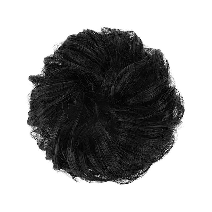 Messy Bun Hair Elastic with Curly Artificial Hair - #2 Natural Black - Hair Accessories | Fashiongirl