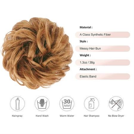 Messy Bun Hair elastic with curly artificial hair - 27/613 Golden Brown/Blond - Hair Accessories | Fashiongirl