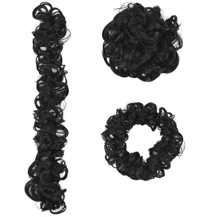 Messy Curly Hair for bun #1B - Jet Black - Fashiongirl