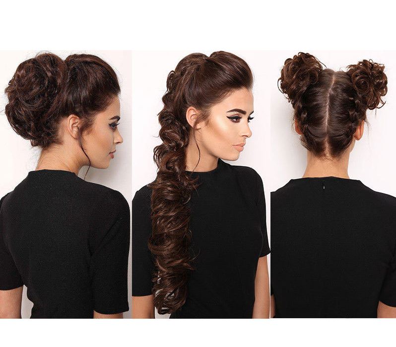 Messy Curly Hair for bun #2 - Natural Black - Fashiongirl