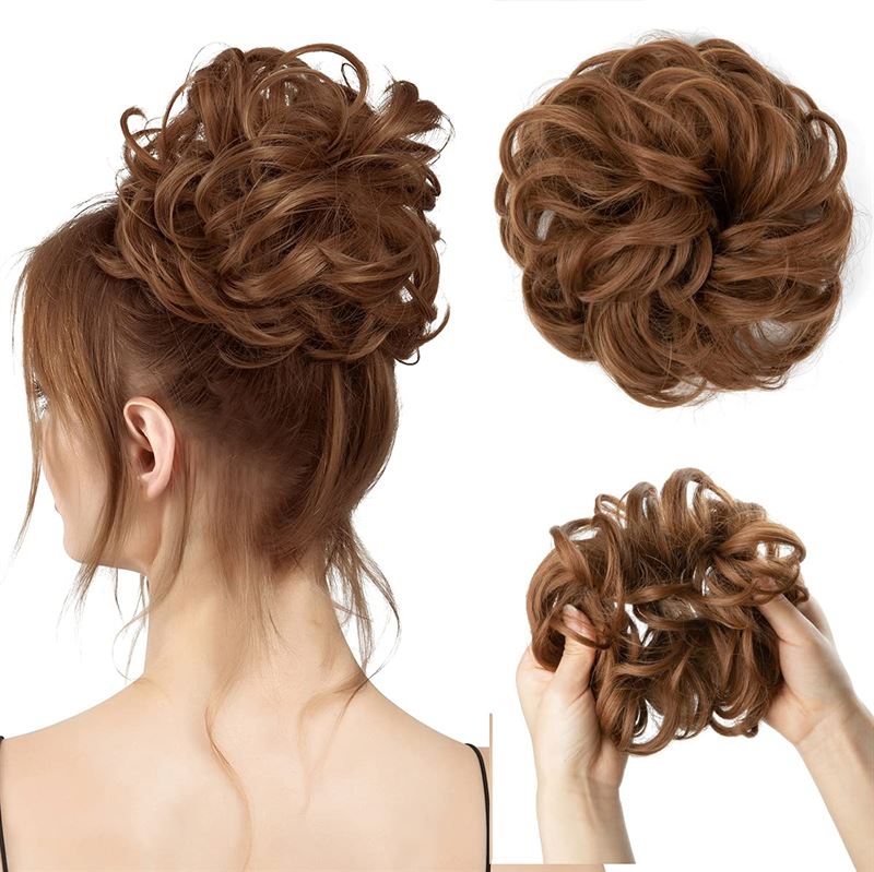 Messy Curly Hair for bun #27 - Golden auburn - Fashiongirl