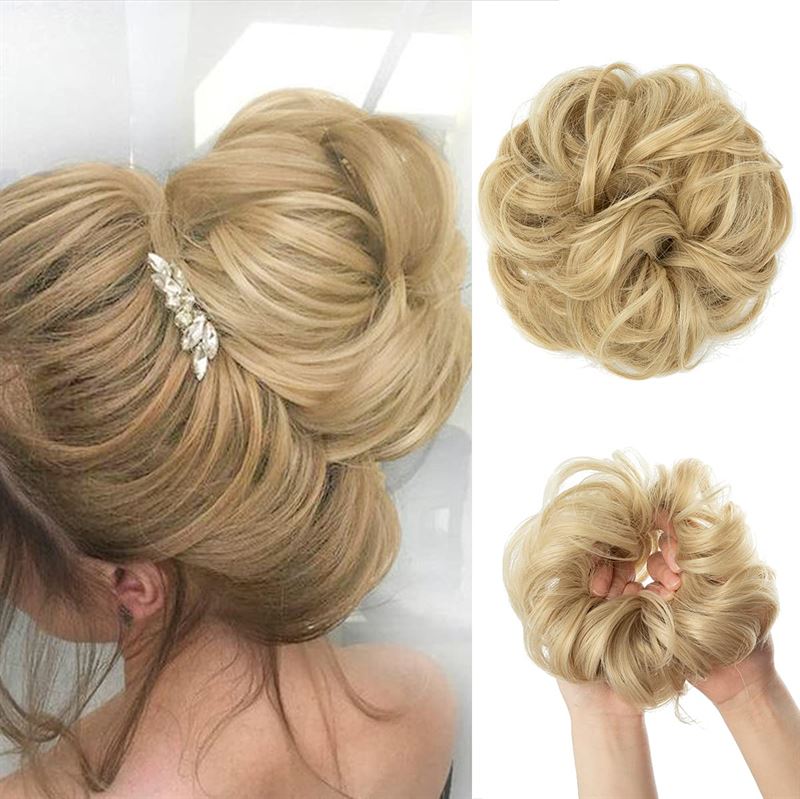 Messy Curly Hair for bun #613 - Blonde - Fashiongirl