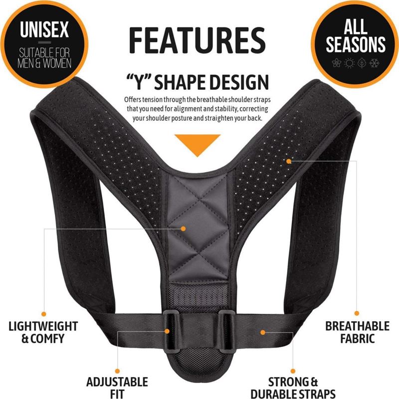 Posture corrector vest for back &amp; shoulder | Posture 2.0 Posture Support , black - Fashiongirl