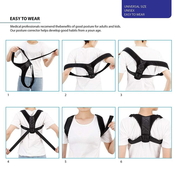 Posture support for back &amp; shoulder | Posture 2.0 Posture corrector band, black - Fashiongirl