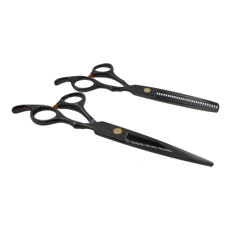 Pro Hairdressing scissors set with comb, black - Fashiongirl