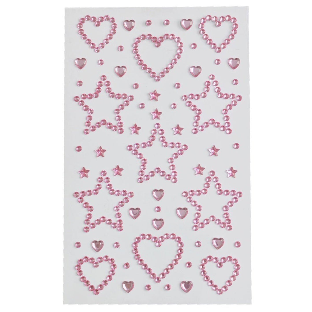 SOHO Hearts &amp; Stars Adhesive Facial Rhinestones for face, makeup, nails, body, crafts - Pink - Fashiongirl